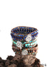 Pulsera Boho, Pulsera de Cuero de Tres Capas RH, Piedras Naturales Verdes, Marrones y Azul Marino